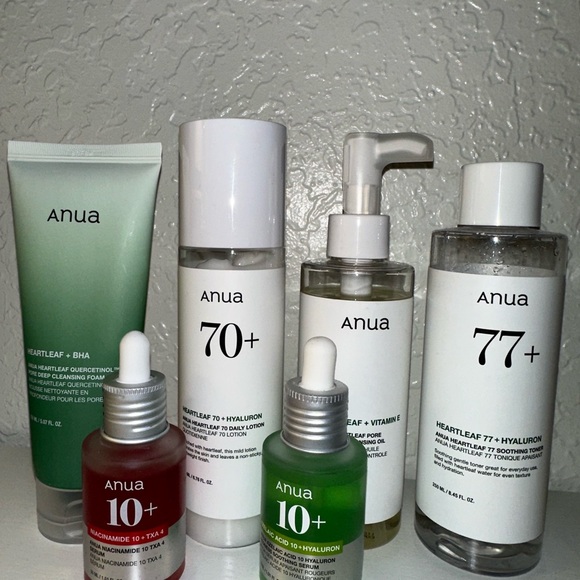 Anua Skincare Cleanser & Exfoliant Set with Green and White Packaging
